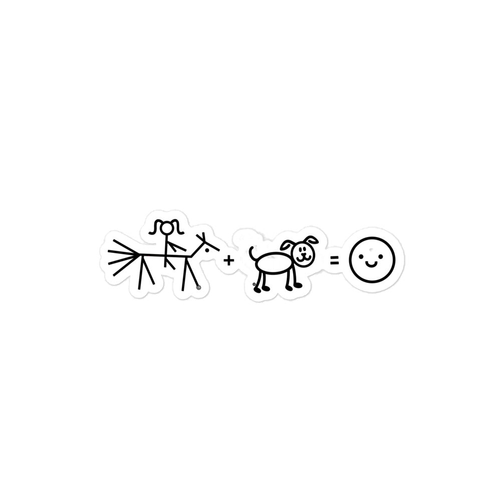 Riding + Dog= Happiness Bubble-free stickers