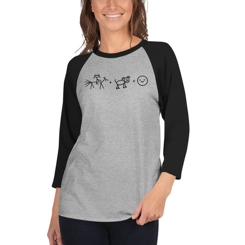 Riding + Dog = Happiness 3/4 sleeve raglan shirt