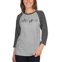 Load image into Gallery viewer, Riding + Dog = Happiness 3/4 sleeve raglan shirt