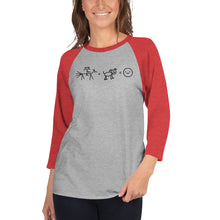 Load image into Gallery viewer, Riding + Dog = Happiness 3/4 sleeve raglan shirt