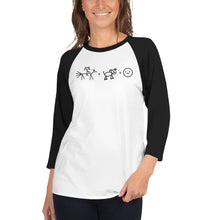 Load image into Gallery viewer, Riding + Dog = Happiness 3/4 sleeve raglan shirt