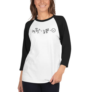 Riding + Dog = Happiness 3/4 sleeve raglan shirt