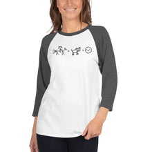 Load image into Gallery viewer, Riding + Dog = Happiness 3/4 sleeve raglan shirt