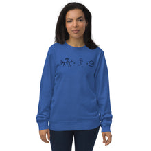 Load image into Gallery viewer, Ride + Run = Happiness Unisex organic sweatshirt