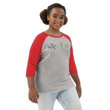 Load image into Gallery viewer, Ride + Run = Happiness Youth baseball shirt