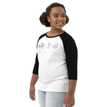 Load image into Gallery viewer, Ride + Run = Happiness Youth baseball shirt